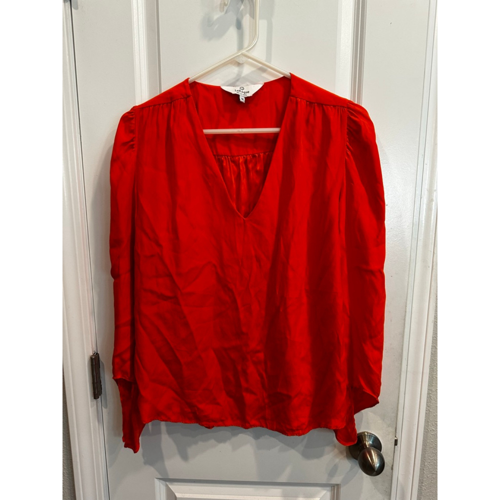 La Roque Red V-Neck Blouse M